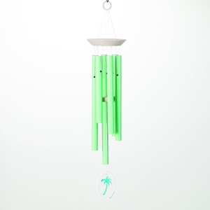 image:imageWoodstock Wind Chimes Margaritaville Seaglass Windchime 24 Inch Outdoor Chime Decor for Patio Garden Porch with Silver Tubes Resin and Seaglass Clapper Tuned to Margaritaville NotesMint Green