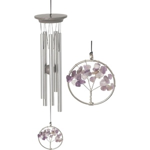 image:imageWoodstock Wind Chimes 15 Serenity Tree Amethyst Wind Chime Gray Ash Wood Silver Aluminum Tubes Windchime for Outside Garden Decor Outdoor Patio and Front Porch