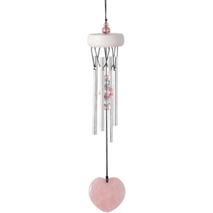 image:imageWoodstock Chimes Rose Quartz Heart 10 Wind Chime for Outside Outdoor Garden and Patio Decor Valentines Gift for Her RQHC