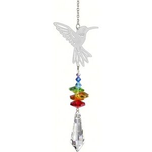 image:imageWoodstock Chimes Fantasy Glass Suncatcher 45Inches DolphinsHummingbird